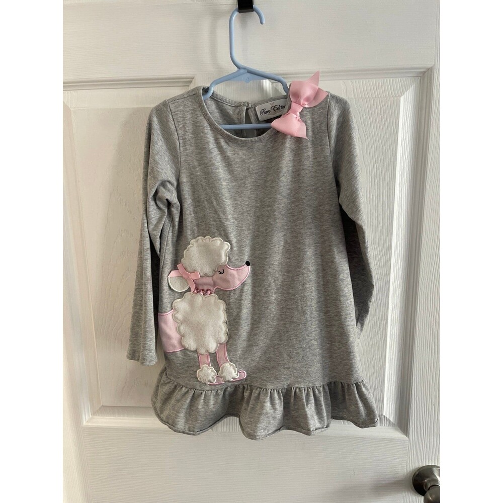 Rare Editions Long Sleeve Shirt Size 6X Light Gray With Poodle Appliqué